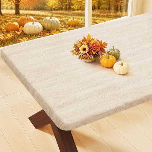 Smiry Rectangle Table Cloth, Waterproof Plastic Table Cover for 4FT Tables