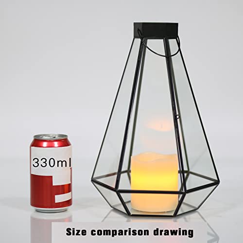 Modern Farmhouse Candle Lanterns Decorative 12" Black Metal Brass Lantern With Glass For Indoor&Outdoor,Events, Weddings Party And Home Decor Living Room Parties Hanging Lanterns 1Pc(12Inch) #TOP4