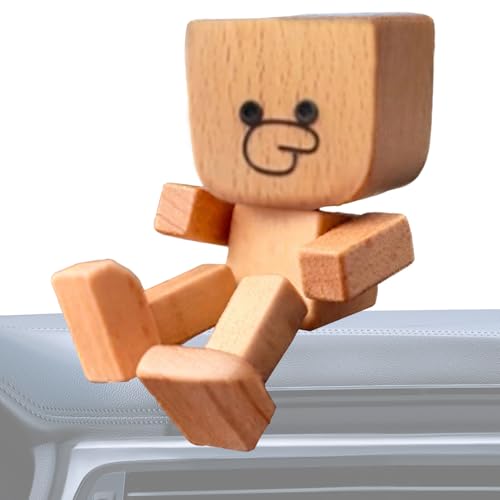 Eoixuqba Figurines de voiture pour tableau de bord | Figurine en bois faite à la main pour console automobile, scooters, berlines, pickups, camions, trajets en voiture, anniversaire