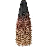Beverlee 30 Inch Boho Box Braids 8 Packs Goddess Box Braids Bohemian Box Braids Crochet Hair Crochet Box Braids with Curly Ends Pre-looped Synthetic Long Crochet Hair for Black Women 53#