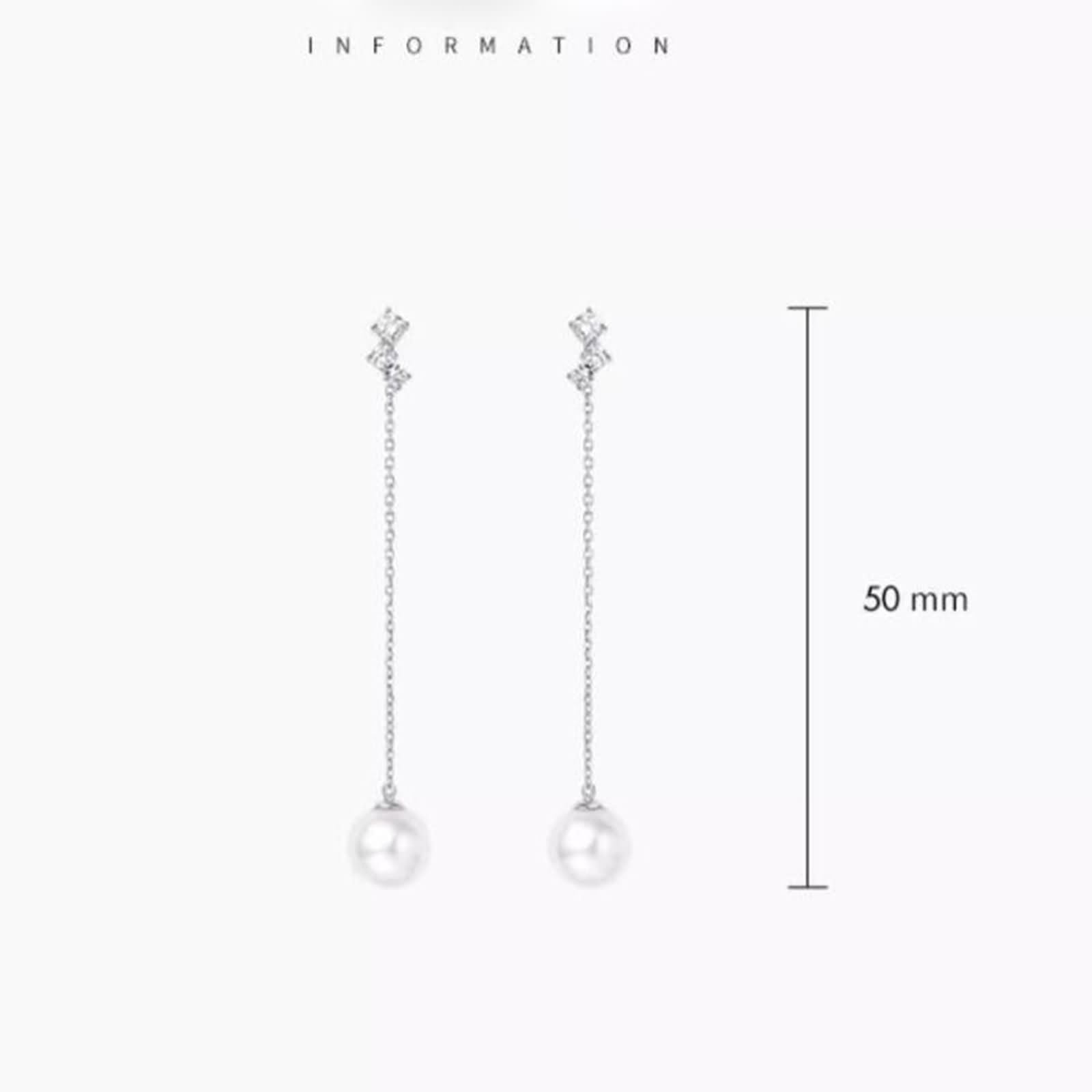 Kolczyki damskie 9K / 14K / 18K Białe Złoto 750, Perła 7,5-8 MM 0,22 ct Diament, Kolczyki wiszące damskie srebrne
