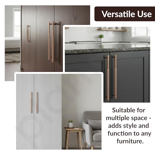 Image of Plantex Stainless Steel & Aluminium Cabinet Handle /288mm Wardrobe Handle for Home /Cupboard Door Pull-Push Handles for Office - Pack of 2 (Rose Gold)