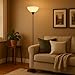 PESRAE Floor Lamp, Remote Control with Stpeless Color Temperatures and Brightness, Torchiere lamp for Bedroom, Living Room, Bulb Included (Matte Black)