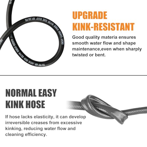 Image of Garden Hose 25ft Heavy Duty Rubber Water Hose, Flexible Rubber Hybrid Hose, Leak-Free Connections, Male to Female 3 /4'' Brass Fittings for Garden, Lawn, Yard (25ft)