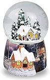 El tamaño de la bola de cristal es de 150 mm, mostrando la casa de nieve navideña. La caja de música es un producto mecánico, con un tono de reloj completo, música, nieve cayendo, cambios de iluminación, ¡muy bonito!