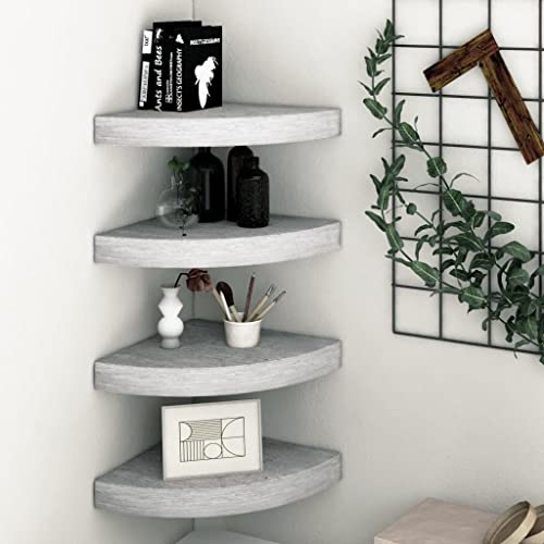 HOMTAKIE - Estantes esquineros de pared (4 unidades, 35 x 35 x 3,8 cm), color gris