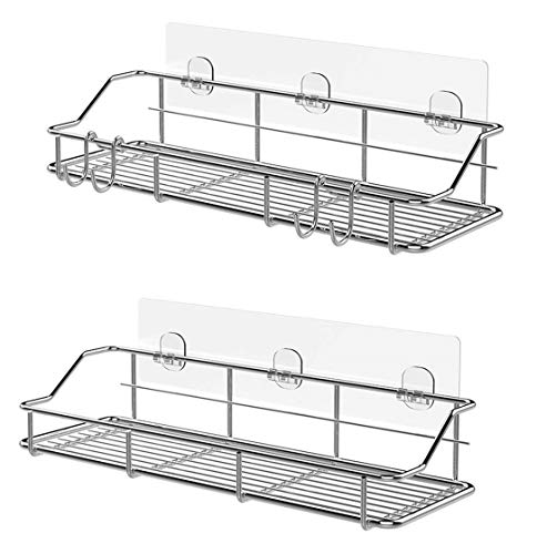 TESOT Adhesive Bathroom Shelf Organizer Shower Caddy Kitchen Storage Rack Wall Mounted No