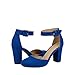 DREAM PAIRS Women's High Heel Ankle Strap Closed Toe Chunky Wedding Party Pumps Shoes,Size 9,Royal/Blue/Suede,Angela
