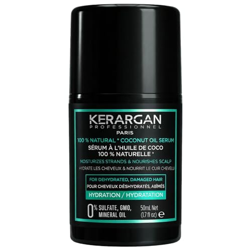 Kerargan - Suero Capilar Hidratante con Aceite de Coco - Protección y Nutrición para Cabello Deshidratado y Dañado - Brillo y Suavidad - Sin sulfatos ni OGM - 50ml