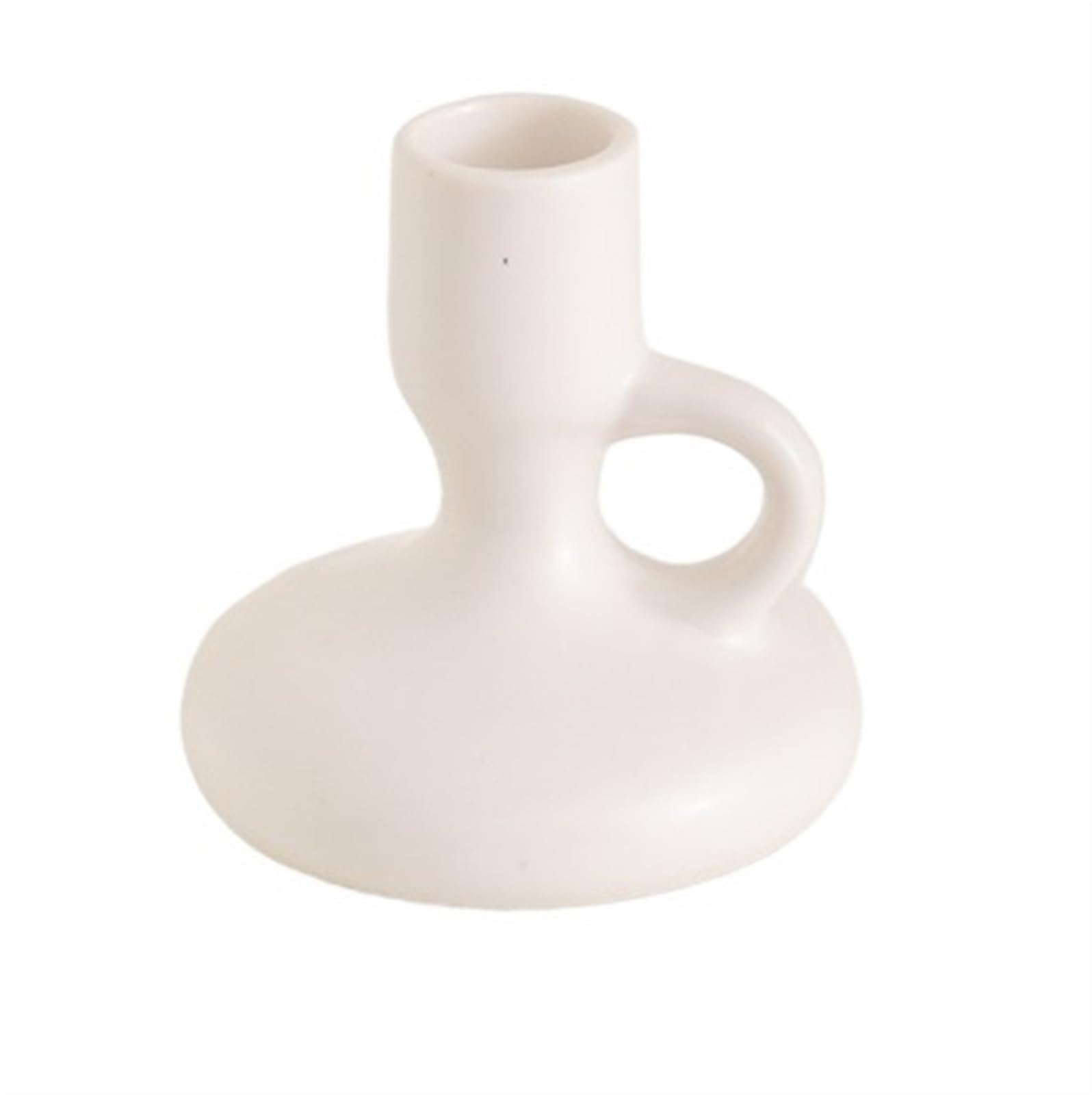Sturdy Candle Holder Stand Ceramic Candles Holders Minimalist Decor Candlestick For Home Office Dining Table Non Topple(White,9 * 9.5cm)