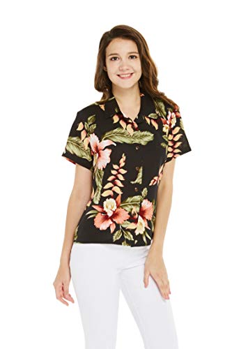 Image of Family Matching Hawaiian Clothes, Black Rafelsia | Lightweight 100% rayon • Family matching outfits • Beach vacations • Luaus • Cruises • Family photos
