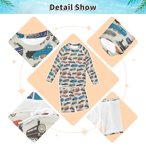 Funny Cat Donut Boys Swimsuit Rash Guard Toddler Kids Long Sleeve Swim Shirt and Trunks 2 Piece Swimwear Set 3-10Y3