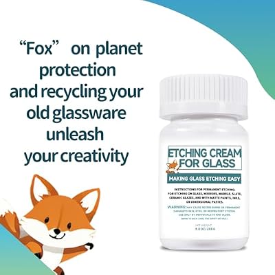 10oz Glass Etch Starter Cream Kit, Mirrors, Ceramics, Porcelain, Marble, and Slate - for Makers, Creators, Crafters, DIY'ers of All Ages & Experience Levels. Smooth Formula and Fast Acting