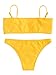 SweatyRocks Women's Sexy Bikini Set Removable Strap Wrap Padding Ribbed Swimwear Set Yellow L