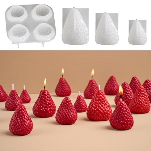 Molde de silicona para fresa 3D para cera, jabón y dulces miniatura 2