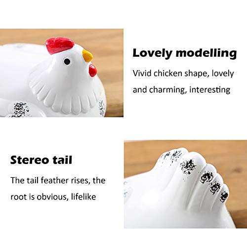 Panier de rangement pour œufs avec poule céramique blanche sculptée