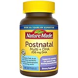 Nature Made Postnatal Multivitamin + DHA 200 mg, Postnatal Vitamins for Women, Includes Iron, Vitamin D3, Calcium, Iodine & More for Breastfeeding Moms, 60 Softgels