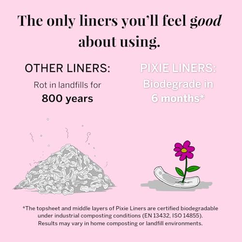 Image of Pixie Organic Cotton Panty Liners for Women - Regular Wrapped Pantiliners - Light Absorbency & Ultra-Thin - Leak-Proof, Hypoallergenic & Unscented for Feminine Care - Compostable - 44 Count