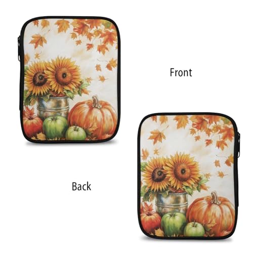 Image of Maple Leaf Pumpkin Crochet Hook Case Fall Knitting Needle Storage with Web Pockets for Home Park Hand Washable Autumn Gifts