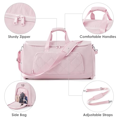 EASYSO Rolling Garment Bag for Travel,Duffle Garment Bag with Wheels and Shoe Compartment for Men and Women,3 in 1 Suit Dress Bags with Wheels (Pink) — view 5