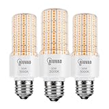 RIUVAO LED Corn Light Bulb 300w Equivalent 3750Lumen 3000K Cool Daylight White 30W E26/E27 Base Ceiling Fan Led Light Bulb for Home Garage Warehouse Indoor Outdoor Led Corn Bulb Pack of 3