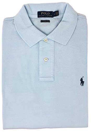 Polo Ralph Lauren Mens Classic Fit Mesh Polo Shirt (Blue, Large)