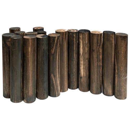 Wood Garden Fence, Wooden Solid Log Edging Border Decorative for Flower Bed Barriers and Landscape Fencing, 11.8 in H x 3.0 ft L, 1.9 in Diameter (1PACK)