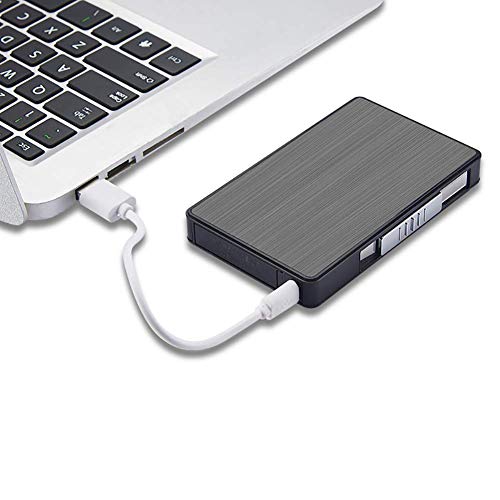 LIANXIAO - Caixa de cigarros, caixa de cigarro com isqueiros, USB Lúcio de charuto recarregável, fla