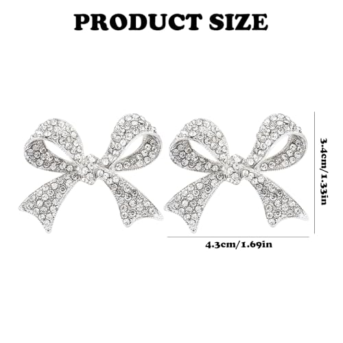 Image of HINGTAI 2Pcs Silver Bow Brooches and Pins for Women, Classic Vintage Rhinestone Brooch Pins, Decorations for Clothes, Suits, Hats & Bags