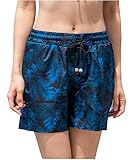 [リンネ] サーフパンツ レディース ボードショーツ 水着 ミドル丈 ボタニカルブルー L