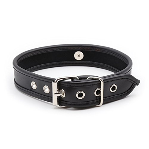 Hanyi Dame Punk Leder SM Halsband mit O-ring Einstellbar Halskette Sklave Sex Spielzeug (Schwarz)