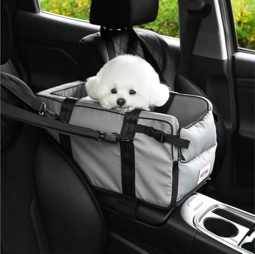 Center Console Car Seat for Small Dogs and Cats up to 11 lbs - Armrest Pet car seat, Waterproof Cat and Dog Booster Seat and Bed for Car, Essential Travel Carrier for Cats and Dogs