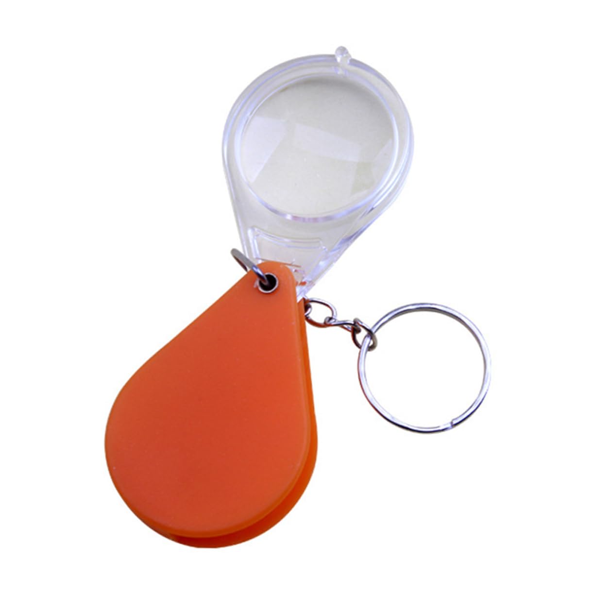 minkissy 2 Pack Magnifier Keychains Plastic Folding 10x Magnifier Loupe Keyring Orange Green Mini Keyring Magnifying Glass for Jewelry Coins Stamps