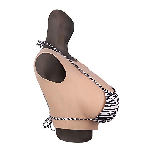 FHUILI Crossdressers Silikon Brüste - runde Kragen-Entwurfs-Silikon Falsche Brüste - Naturgetreue Fake Breasts für Cross-Dressing Transvestite Cosplay, G Cup,A
