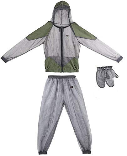 Lixada Mosquito Suit - Whole Body Repellent Bug Jacket Mesh Hooded Suits Unisex Men Women Ultra-fine Mesh Insect Protective Outdoor Fishing Hiking Camping Gardening Farming