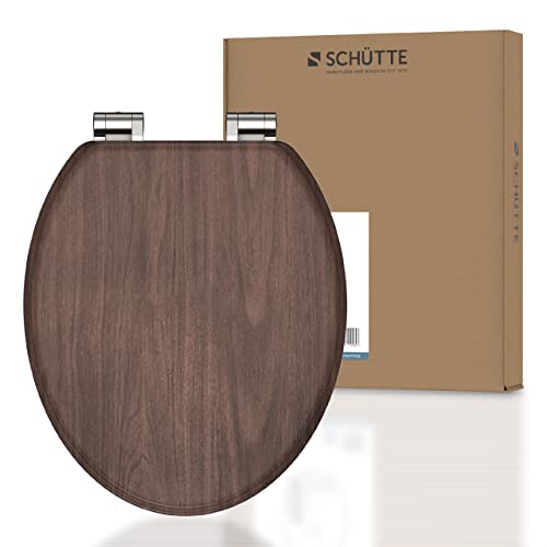 SCHÜTTE DARKWOOD Siège de WC avec abaissement automatique en bois, siège de toilettes avec abattant de toilettes avec motif (charge maximale de la lunette 150 kg), couleur bois Cover