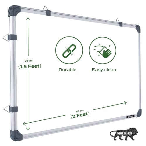 Image of GOSHU 1.5x2 ft Non-Magnetic Double-Sided Whiteboard & Chalkboard with Duster, Black Marker, and Scale (Pack of 4 Items)