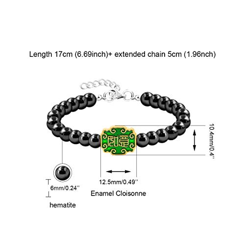 Image of Uloveido Ancient Chinese Symbol Blessings Ruyi Bracelet Auspicious Good Luck Gifts Adjustable Hematite Bracelets for Daughter Son