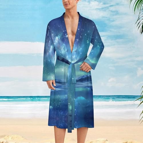 Starry Sky Funny Men's Robe Soft Lightweight Bathrobe Long-sleeve Spa Robes2