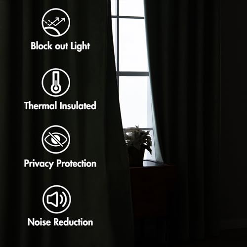 Image of MIULEE Sage Green Velvet Pinch Pleat Blackout Curtains W52 X L96 Inches