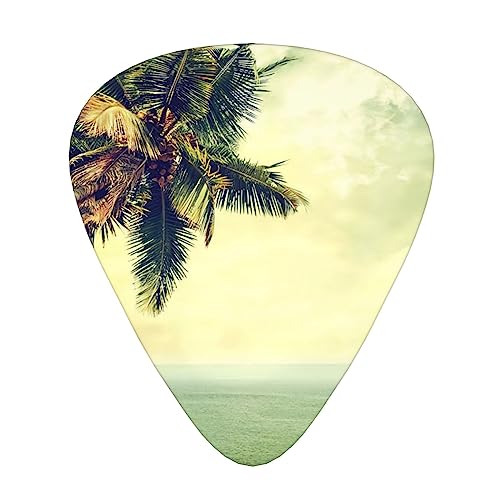 ヤシの木 ギターピック Guitar Pick 12枚セット ティアドロップ型 エレキギター/アコースティックギター/クラシックギター/ベース等の練習に最適な12枚セット