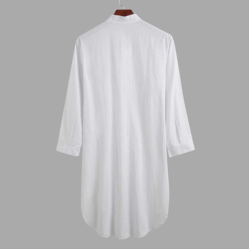 Camisón De Dormir para Hombre, Camisones De Manga Larga, CóModo, Grande Y Alto, con Cuello En V, Pijama Suave Y Suelto para El Hogar, Hospital, Loungewear