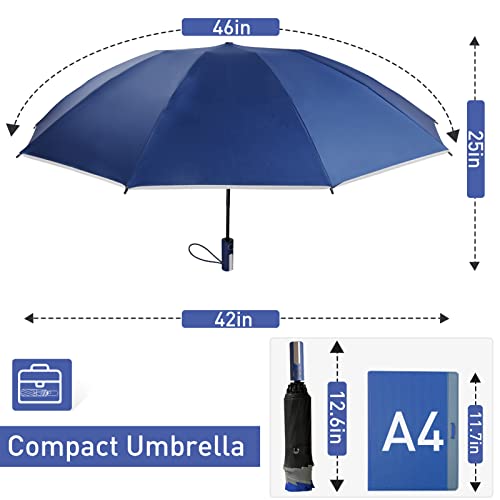 Bodyguard Sun Umbrella Uv Umbrellas - Large Windproof Inverted Umbrellas For Rain Sun, Compact Upf 50+ Automatic Umbrella With Reflective Stripe, Travel Folding Umbrella Uv Protection For Walking, Black-46In #TOP3