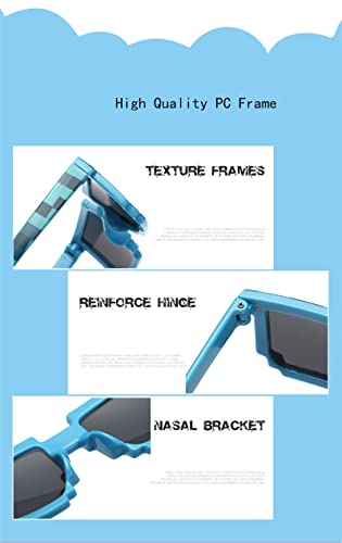 Image of DC DECORIO Thug Life Sunglasses Pixel Gangsta Life Funny Novelty Shades With Box Packing (Black) (CHECK-BLUE)