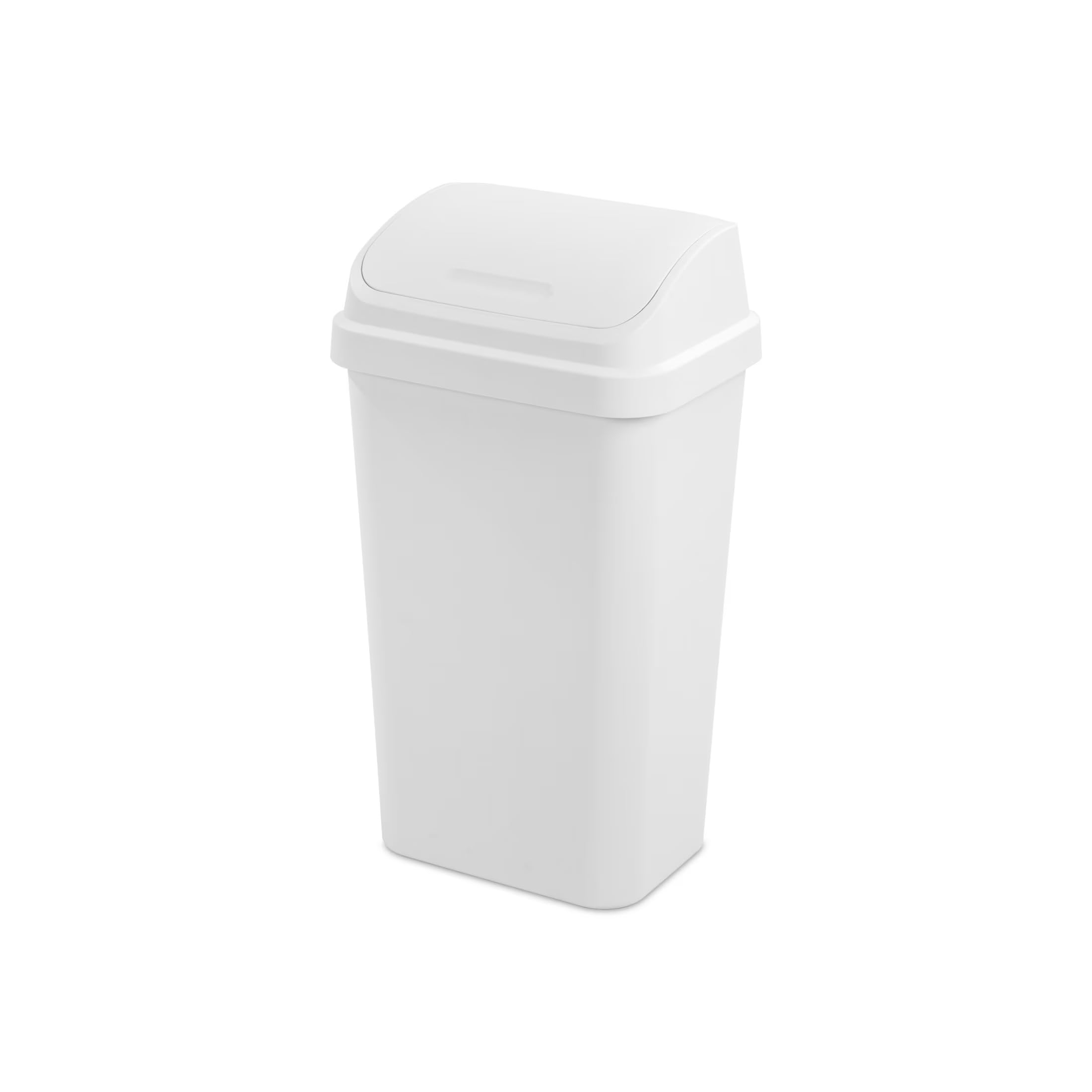 13 Gallon Plastic Garbage Bin with Swing Top Lid, Kitchen Trash Can,White
