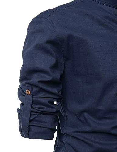 Image of Vida Loca Full Sleeve Mandarin Collor Cotton Casual Slim Fit Shirt for Men's