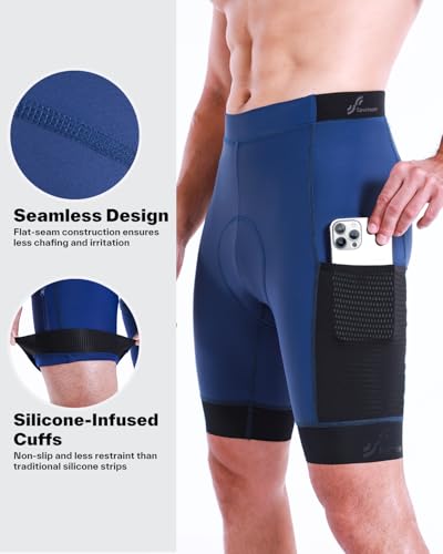 Sportneer Shorts de bicicleta masculinos - Shorts acolchoados de ciclismo com 2 bolsos cargo posicio