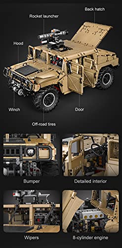 CADA C61036w Technik Ferngesteuert Modell, Militär-Humvee Off-Roader, 3935 Teile mit 2.4Ghz RC SUV Motorisierter Modell… – Bild 4