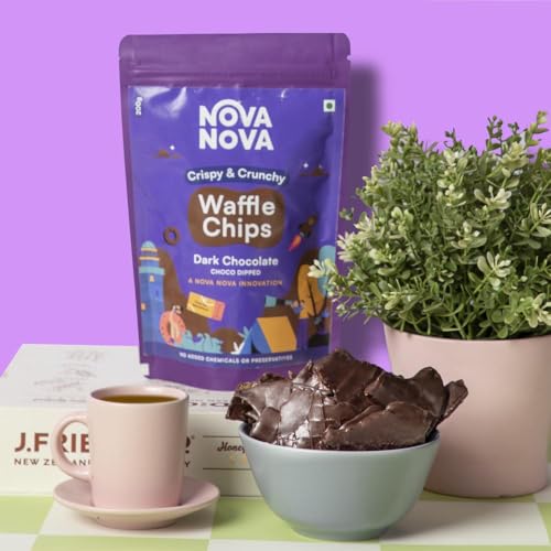 Image of NOVANOVA - Waffle Chocolate Chips - Dark Choco Dipped | 100% Eggless | No Added Preservatives | Freshly Baked For Your Order | Pack Of 1, 200 Gram
