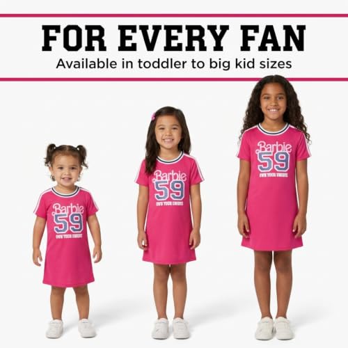 Barbie Toddler Girls' Short Sleeve Mesh T-Shirt Dress Fuchsia Purple 3T - image 9